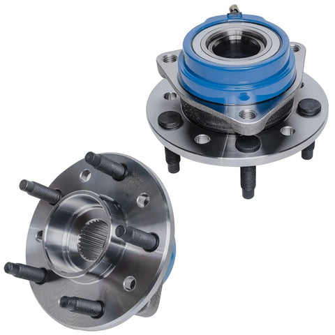 Front Wheel Bearing And Hub Assembly 4 Piece Set With ABS Sensor And CV Spindle Nuts, 5 Lug, Fits Chevy Malibu Classic 1997-2005