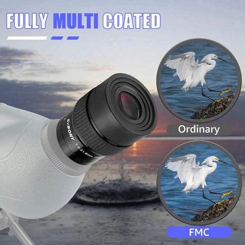 Dope Zoom Telescope Eyepiece 7.2-21.6mm 1.25 Inch FMC Optics comparison of ordinary vs FMC coatings with bird images