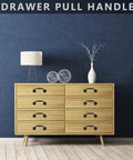 Vintage Wardrobe Drawer Pulls 4 Pack Matte Black Alloy Handles for Cabinets and Furniture, shown on a wooden dresser