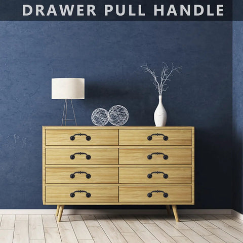 Vintage Wardrobe Drawer Pulls 4 Pack Matte Black Alloy Handles for Cabinets and Furniture, shown on a wooden dresser