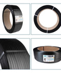 Top Tier 1/2 X 7200 Ft Polypropylene Strapping Roll With 600 Lb Break Strength, showcasing black embossed PP banding.