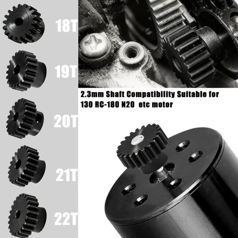 Pinion Gear Set 18T 19T 20T 21T 22T For RC Cars 0.5 Mod 2mm Shaft Durable Steel Built With Five Gears And Grub Screws