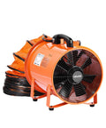 VEVOR Portable Ventilator with Hose, 2 Speed, 12 Inch Utility Blower Exhaust Fan, orange fan with flexible duct