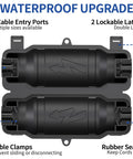 Three Pack Outdoor Extension Cord Safety Covers With Waterproof IP54 Seal And Weatherproof Electrical Connection Box With Two Latches For Plug And Socket Ideal For Holiday Lights And Outdoor Parties Black, showing cable entry ports, clamps, and rubber seals.