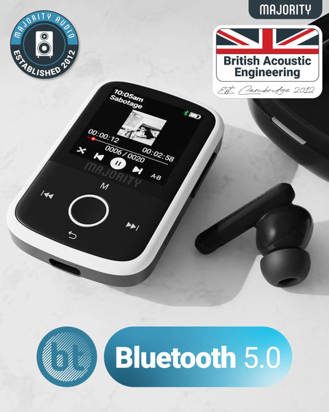 Bluetooth MP3 Player With Sports Clip And Earbuds Included, Expandable To 128GB, HD Color Screen, 34 Hours Battery Life