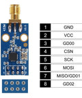 Clutch Drop Cc1101 Wireless Transceiver Module With Durable Sma Antenna showcasing pin layout and connections for Arduino use