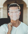 Heavy Duty Adjustable Welding Safety Goggles With Smooth Antifog Clear Lens For Rock Solid Industrial Eye Protection worn by smiling man