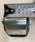 Close-up of solid steel roller from Set Of 2 Weld On Trailer Tail Drag Casters With Solid Steel Rollers And Greasable Axle 1.5 Inch Wide