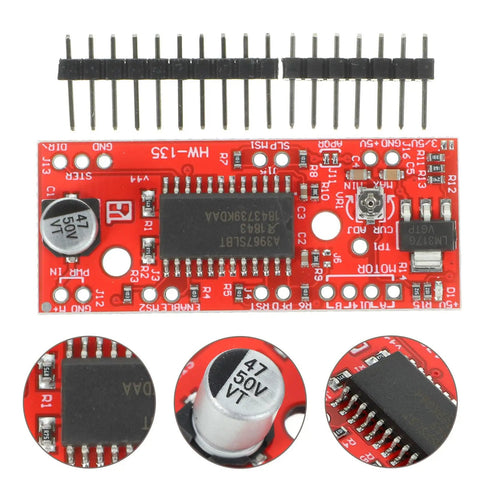 Plug And Play Easydriver Stepper Motor Driver Control Module For 4 6 8 Wire Motors With 150mA To 750mA Per Phase, 7V To 30V Power, Microstep Options Full Half Quarter Eighth, CNC Plastic Build on red PCB