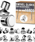 16 Pcs Five Eighths Inch Swivel Glides With Beveled Ferrule For Stacking Chairs Nylon Steel Plate Base Replacement Glide