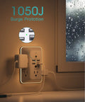 9 In 1 USB Wall Outlet With Night Light 5 Wide Space Outlets And 4 USB Ports Including USB C Space Saving Plug Extender