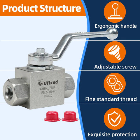 Three Eighths Inch High Pressure Hydraulic Ball Valve 4500 Psi No Leak Corrosion Resistant Heavy Duty NPT Standard For Rugged Industrial Use And Serious Plumbing Tasks, angled view