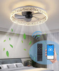 19.7 Inch Ceiling Fan With Lights Remote Control Dimmable LED Light 6 Speeds Reversible Blades Semi Flush Mount Kit