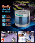 3D LiDAR Sensor for AGV and AMR navigation, shown in a warehouse setting with obstacle avoidance features highlighted.