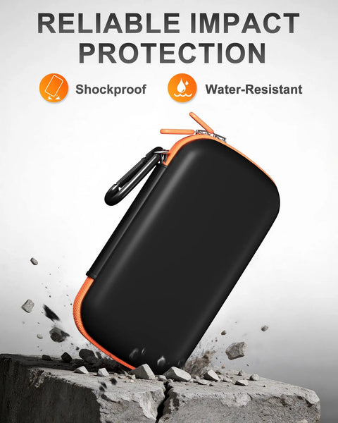 Rugged EVA Travel Case For SanDisk Extreme Portable SSD And Pro Portable SSD 500GB To 8TB, Shockproof Hard Case in black and orange