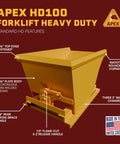 Commercial Grade 1 Cubic Yard Self Dumping Hopper Fits Standard Forklifts 6000 Lb Capacity Heavy Duty tilt skip with smooth corners.