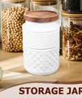 Set Of Two Roomy Glass Food Canisters With Heavy Duty Wooden Lids, Airtight Kitchen Storage Jars For Coffee Beans And Bulk Cereal, Vintage Matte White Pantry Gear That Keeps All Your Grub Nice And Sealed.