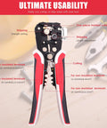 Self Adjusting Wire Strippers 3 In 1 Stripper Cutter Crimp Tool For 10 To 24 AWG showcasing design and features