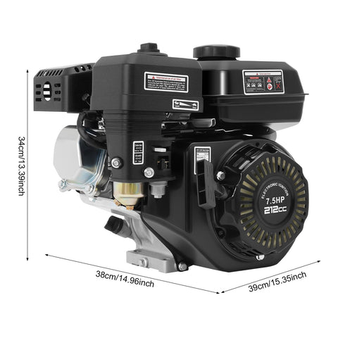 212CC 7.5HP Gas Engine 4 Stroke Single Cylinder Air Cooled Pull Start Motor 3600 RPM for water pumps, generators, lawn mowers