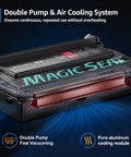 Heavy Duty Dual Mode Vacuum Sealer For Mylar And Textured Bags With Rapid Cooling And Custom Air Locks showing double pump and air cooling system.