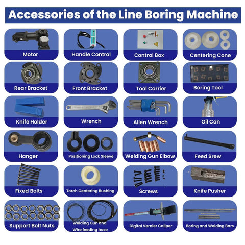 Accessories of 110V Portable Line Boring And Welding Machine Kit with 220V 100T Pressing Sleeve for Excavator and Loader Repair