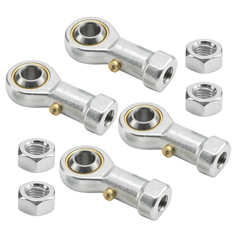 Four Pack PHSB4 Steel Rod End Bearings With 1/4 Inch Bore And 1/4-28 Right Hand Female Thread pre-lubricated for hydraulic cylinders.