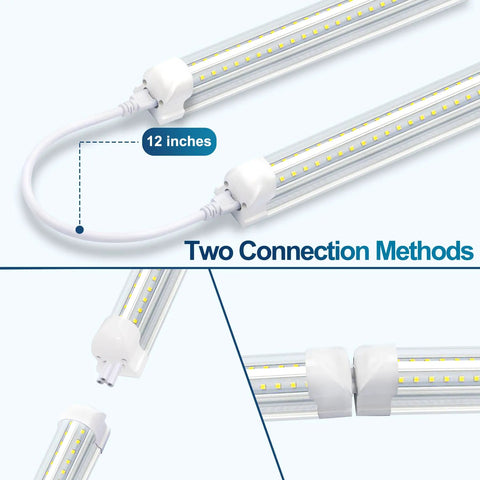 Connection methods for 10 Pack LED Shop Light 8 Foot T8 72W 7200 Lumens Daylight White 6500K V Shape High Output with Clear Cover