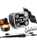 All In One Hot Air Rework And Soldering Station With 760W High Power, Digital LED Display, tools, and accessories on white background