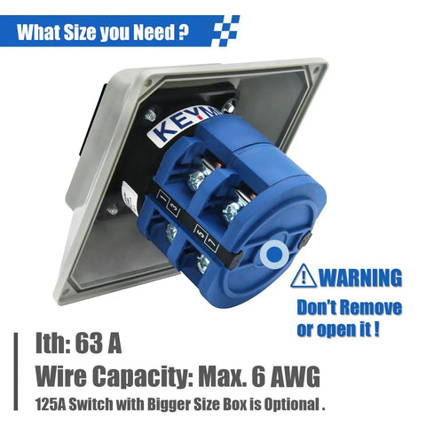 Beefy 63A Rotary Changeover Switch With Master Box Exterior Enclosure 660V 3 Position 2 Pole 8 Terminal Universal Selector Cam