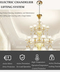 Retractable Pendant Hoist System For Chandeliers With Remote Control And Wall Switch Electric Motor Winch Lifter shown
