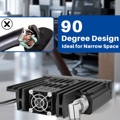 Right Angle UHF PL259 To Female Coax Adapters, 2 Pack showing 90 Degree L Shape Connector with broken cable inset