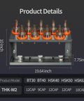 Wall Mounted CNC Tool Holder Rack Double Layer for BT30 BT40 HSK50 HSK63 Tool Holders, heavy duty steel storage organizer