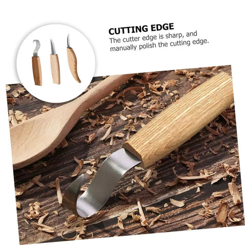 Top Shelf Steel Carving Knife Set Featuring Three Razor Drawknives And Heavy Duty Chisels Built To Slice Through Solid Timber Like Butter, ergonomic handle.