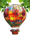 Stained glass hot air balloon sun catcher with floral design