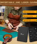 Craftsman using 7 Piece Leather Punch Set 15mm To 45mm Corner And Half Round Holes Kit for Belts Wallets and Bags with Display Case
