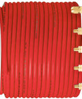 Hybrid Air Hose 3/8 Inch By 250 Feet 300 PSI Heavy Duty Lightweight Kink Resistant All Weather Flexibility With 5 Pieces Solid Brass Repair Fittings For Air Compressors Red coiled