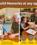 Seniors and child building Premium Wooden Bird House Kit For Adults Build It Yourself Bird House And DIY Woodworking Project Family Friendly Craft Kit For Home Garden Decor And Real Hands On Learning on a table with instructions and tools.