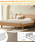 Hella Solid Galvanized Steel Bed Frame Mounting Plates Replacement And Rustproof Short Screws For Heavy Duty Furniture Assembly And Secure Bedroom Repairs That Stay Locked, featuring a wooden bed setup.