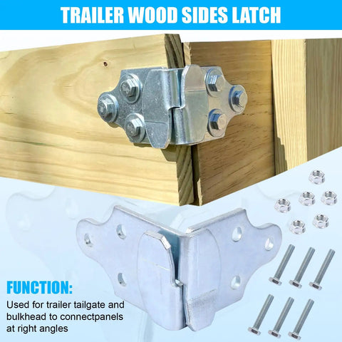 Heavy Duty Trailer Side Rail Corner Connectors For Wood Sides Latch Rack With Screws 2 Sets Four Pieces Easy Install Galvanized Steel