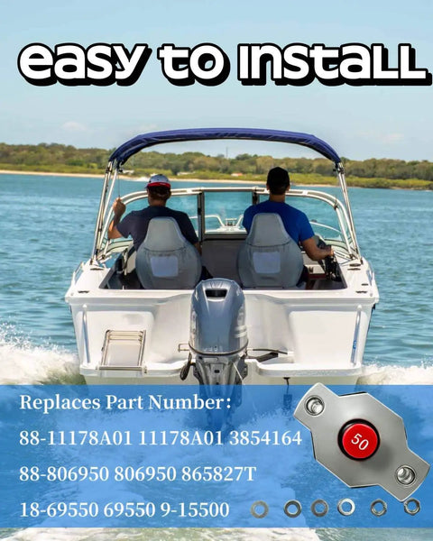 Heavy Duty Marine Grade 50 Amp Push Button Reset Circuit Breaker Built Like A Tank For Mercury Mercruiser Sterndrive and Inboard Motor on a Boat.