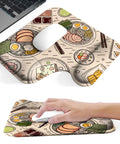 Ergonomic Mouse Pad With Gel Wrist Rest Dual Height One Inch And One Point Two Inch for Typing Gaming and Office with ramen design