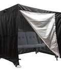 All Weather Waterproof Outdoor Swing Cover For 3 Seat Triple Seater Garden Patio Swing, Heavy Duty Black Canopy Shield