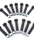 Heavy Duty Greaseable Trailer Axle Spring Shackle Bolts With Knurled Shoulders And Lock Nuts, 9 By 16 Inch X 3 Inch Fits 2K To 7K Lb Trailers, 14 Pack displayed top-down on a white surface.