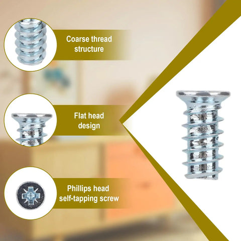 Shop Grade 50 Pack Zinc Plated Drawer Rail Screws Compatible With Ikea 100349 showing coarse thread, flat head, and Phillips design.