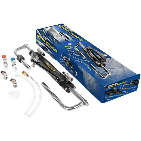 150HP Hydraulic Outboard Steering Cylinder Front Mount Replacement For Seastar HC4645H Two Way Lock Valve Beefed Up Aluminum Alloy Body With Corrosion Resistant Build For Boats Up To 150HP And Smooth Responsive Steering