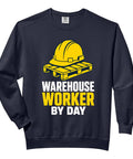Relaxed Fit Hard Hat Pallet Graphic Sweatshirt For Warehouse Work, soft-washed black US cotton, visible front design