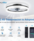 Smooth Ride 20 Inch Low Profile Ceiling Fan With Stepless Dimmable Led Light And Smart App Remote, Quiet Six Speed Reversible Motor In Matte Black on ceiling.