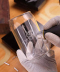 Engraving a glass with a Heavy Duty Handheld Engraver Pen With 24 Watt Motor And Dead Simple Speed Dial.