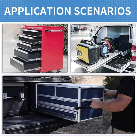 Application scenarios of 12 Inch Soft Close Drawer Slides 1 Pair Full Extension Ball Bearing Side Mount Rails for storage solutions.