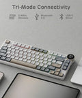 Dope Low Profile Mechanical Keyboard With Smart Display Screen And Rotary Knob Control Wireless Keypad Featuring Custom RGB Backlighting, tri-mode connectivity view.